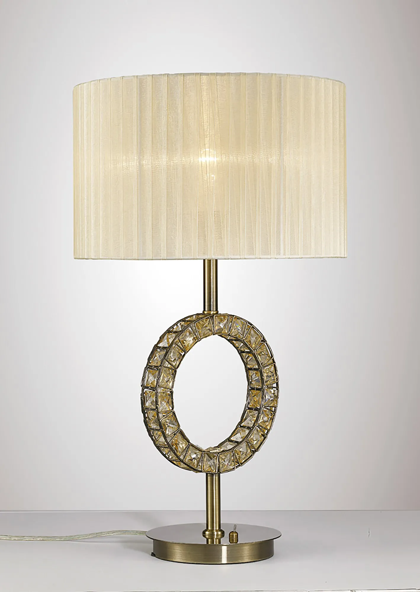 Florence Antique Brass Crystal Table Lamps Diyas Shaded Table Lamps